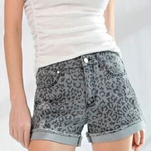 New Easel Washed Distressed Denim Cuff Shorts High Rise 100% Cotton Grey Small